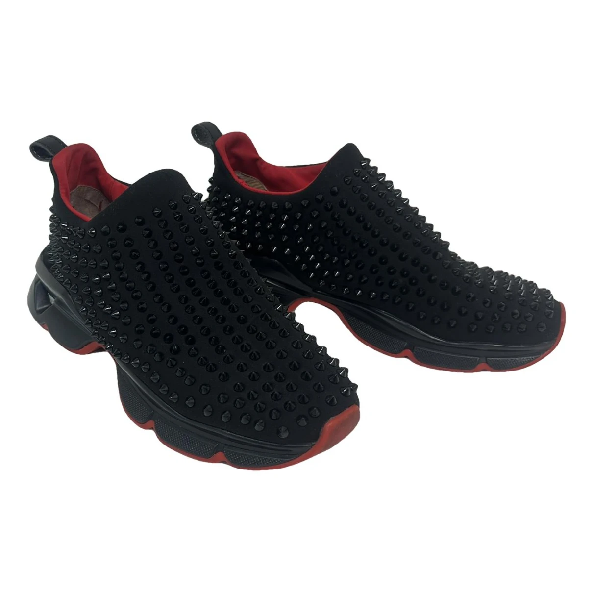 Pre-owned Christian Louboutin Spike Sock Low Trainers In Black