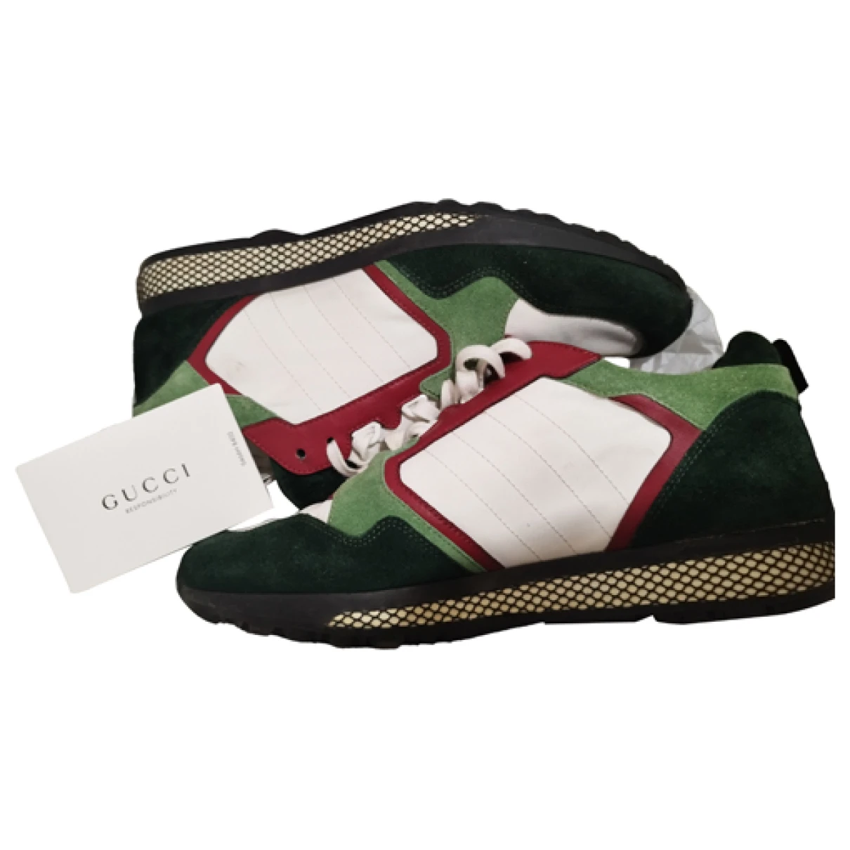 Pre-owned Gucci Leather High Trainers In Green