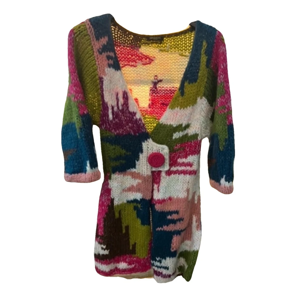 Pre-owned Emilio Pucci Wool Cardigan In Multicolour