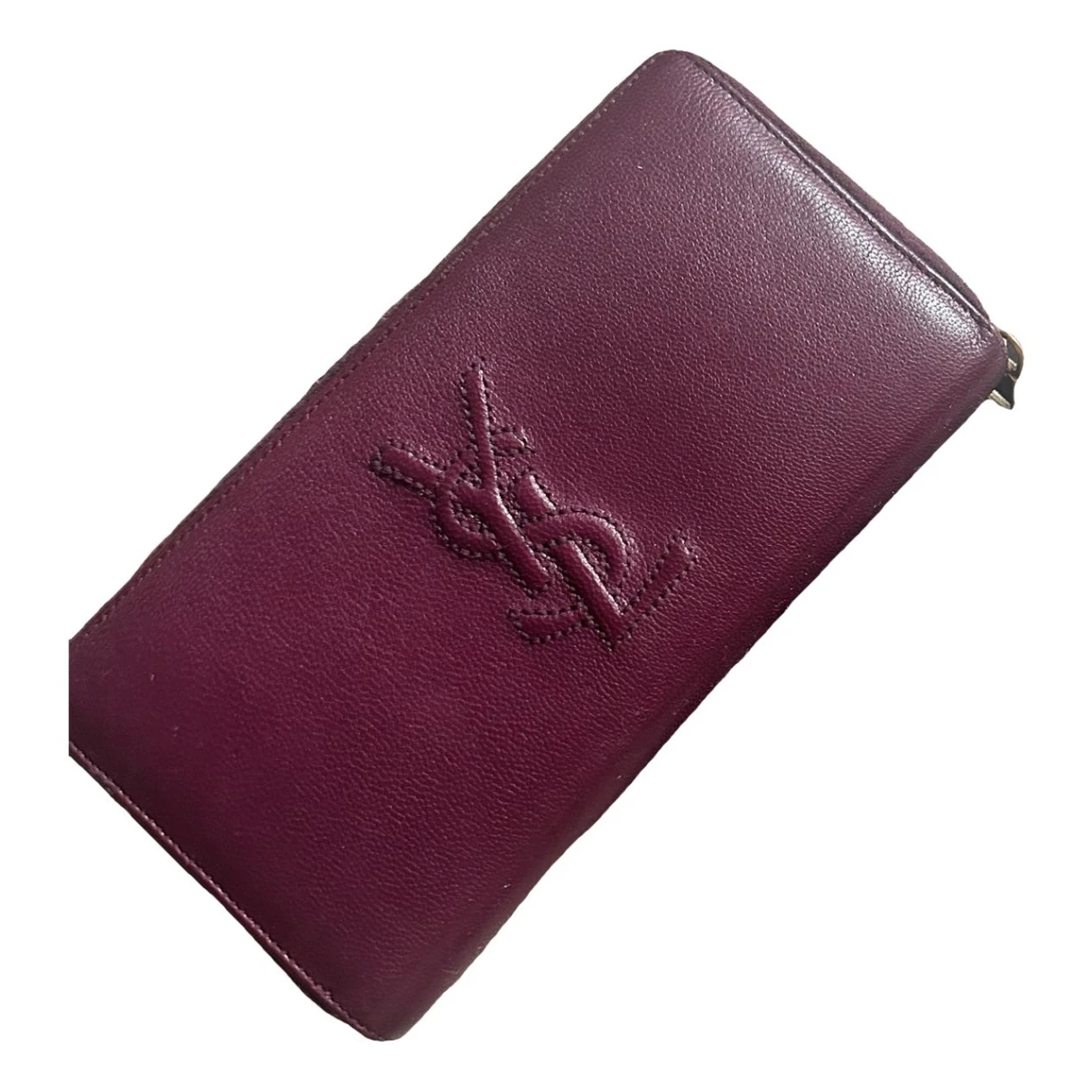 Pre-owned Saint Laurent Leather Clutch In Burgundy