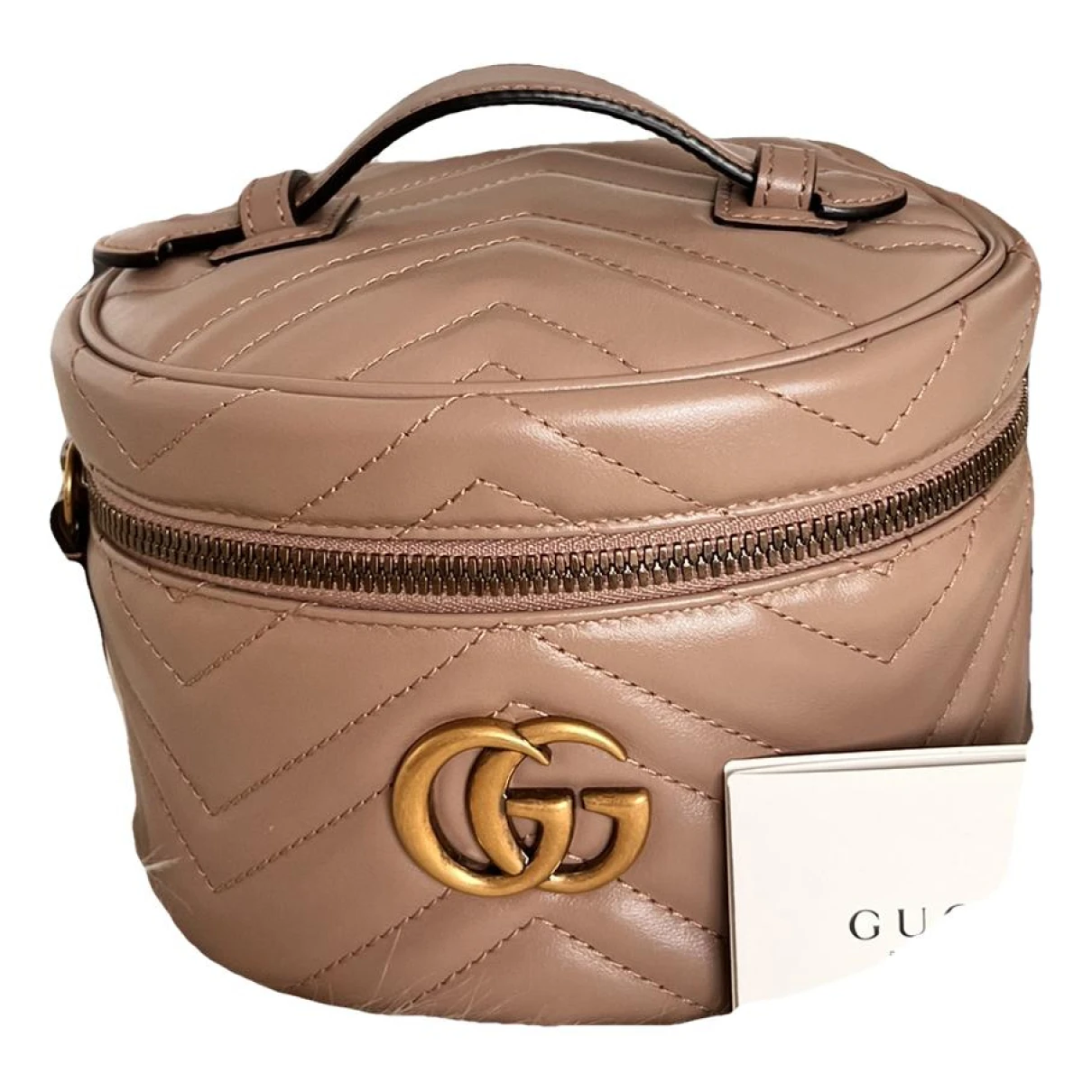 Pre-owned Gucci Marmont Leather Backpack In Pink