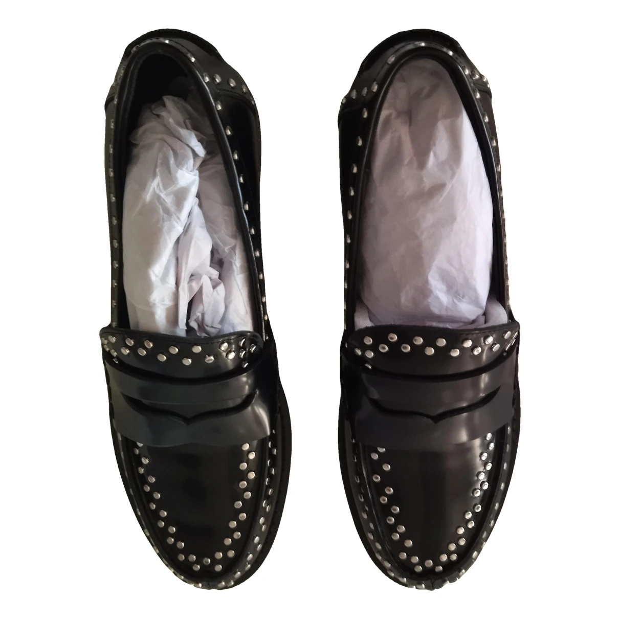 Pre-owned Bibi Lou Leather Flats In Black