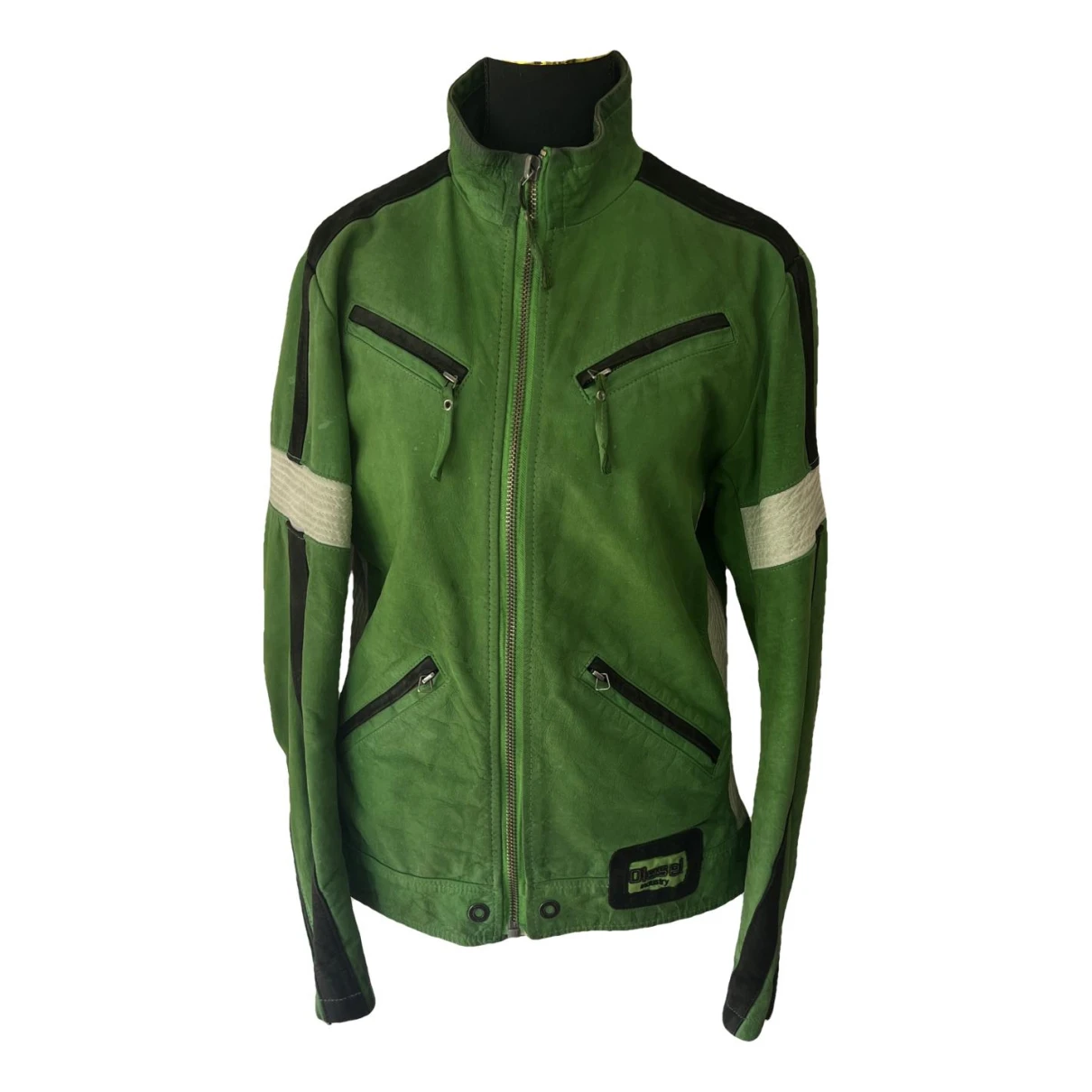 Pre-owned Diesel Leather Biker Jacket In Green