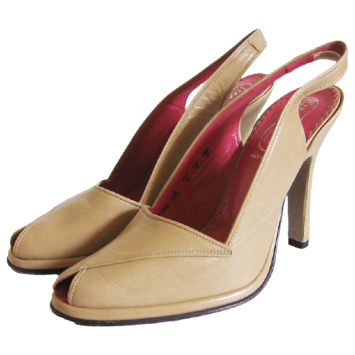 Pre-owned Free Lance Leather Heels In Beige