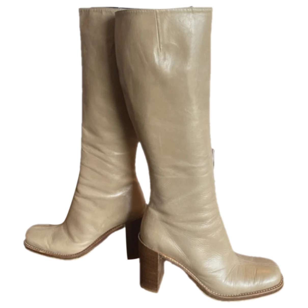 Pre-owned Robert Clergerie Leather Boots In Beige