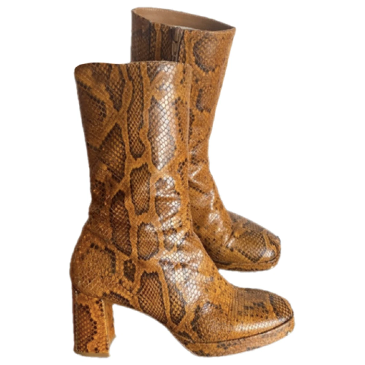 Pre-owned Miista Leather Western Boots In Brown
