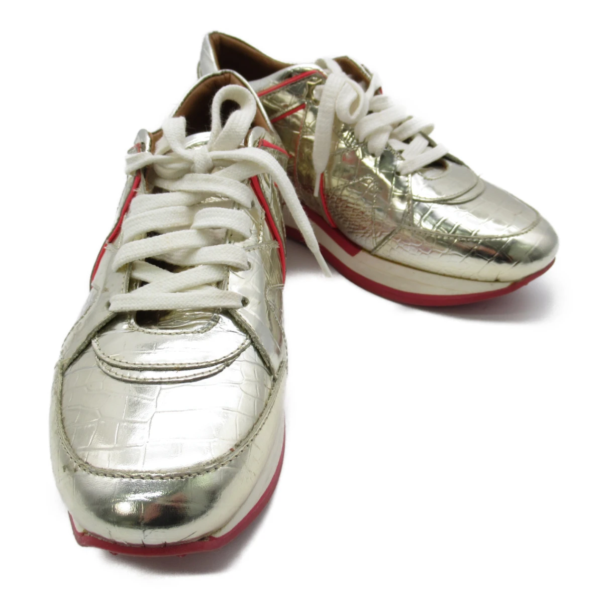 Pre-owned Jimmy Choo Leather Trainers In Silver