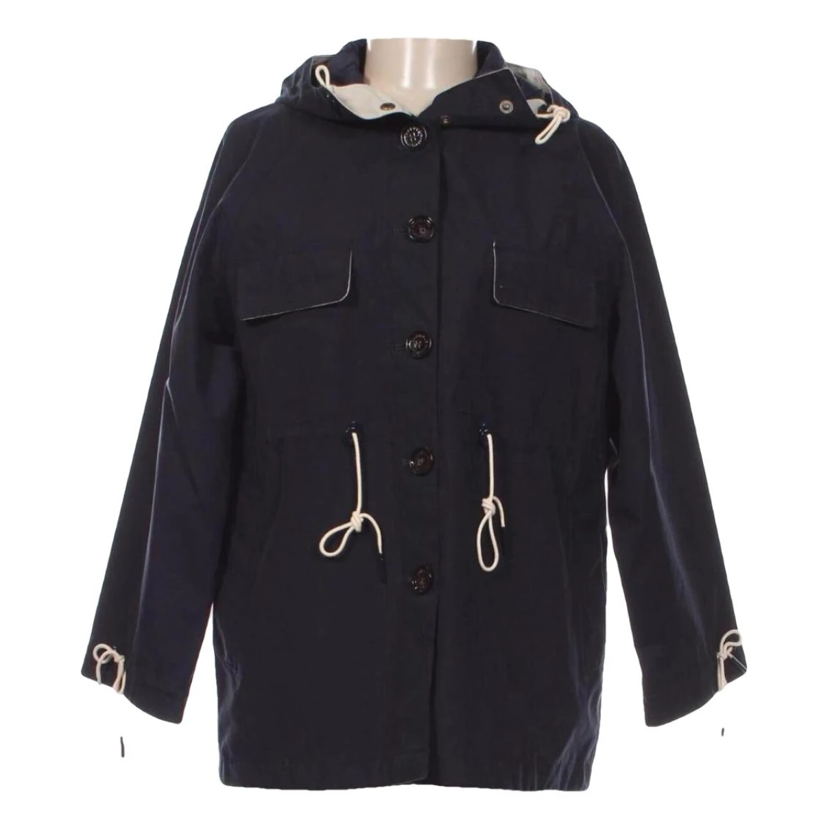 Pre-owned Barbour Trench Coat In Navy