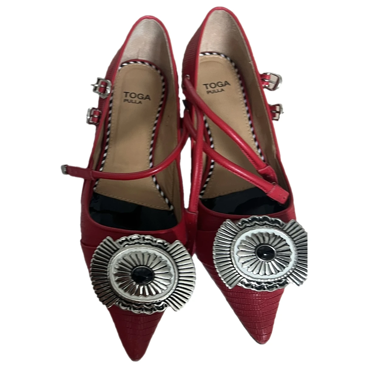 Pre-owned Toga Leather Ballet Flats In Red