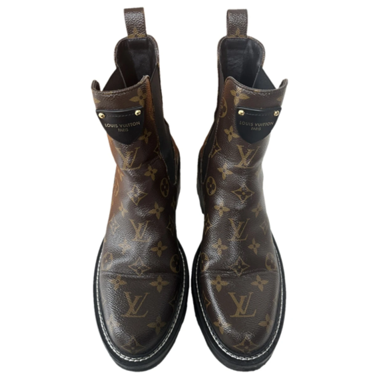Pre-owned Louis Vuitton Leather Biker Boots In Brown
