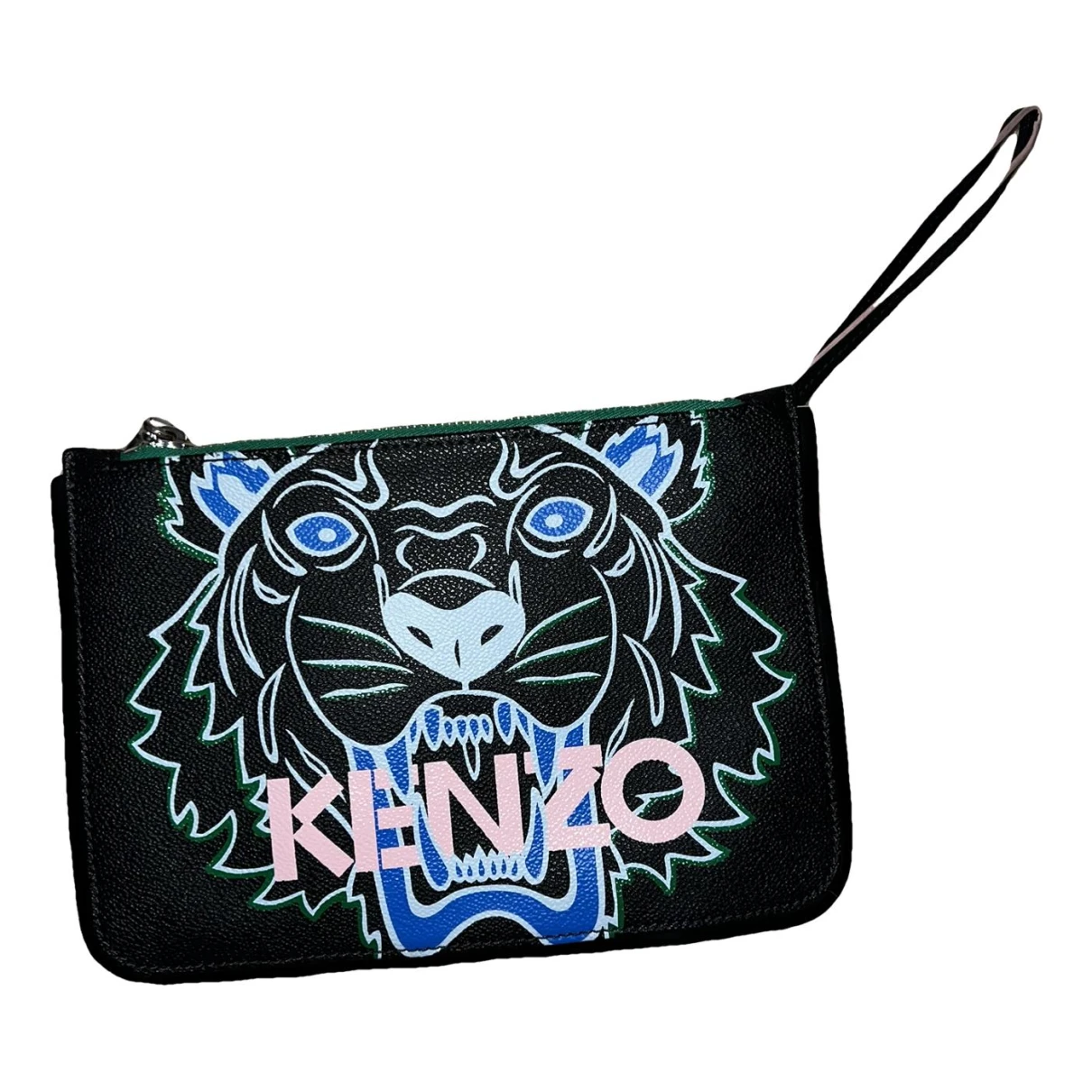 Pre-owned Kenzo Tiger Patent Leather Clutch Bag In Black