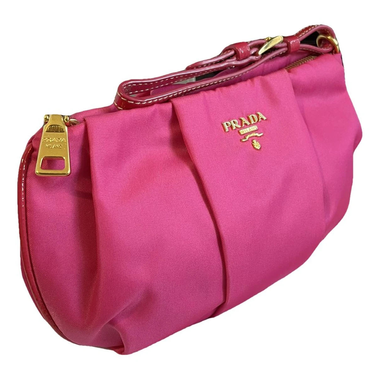 Pre-owned Prada Re-nylon Cloth Clutch Bag In Pink