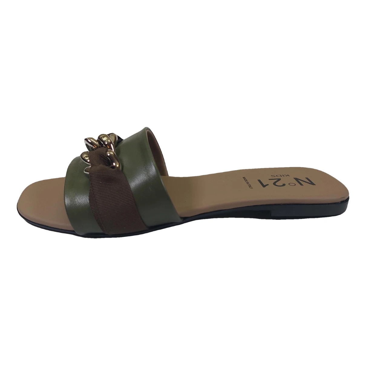 Pre-owned N°21 Leather Mules In Khaki