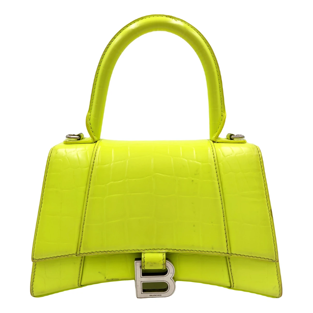 Pre-owned Balenciaga Hourglass Leather Handbag In Yellow