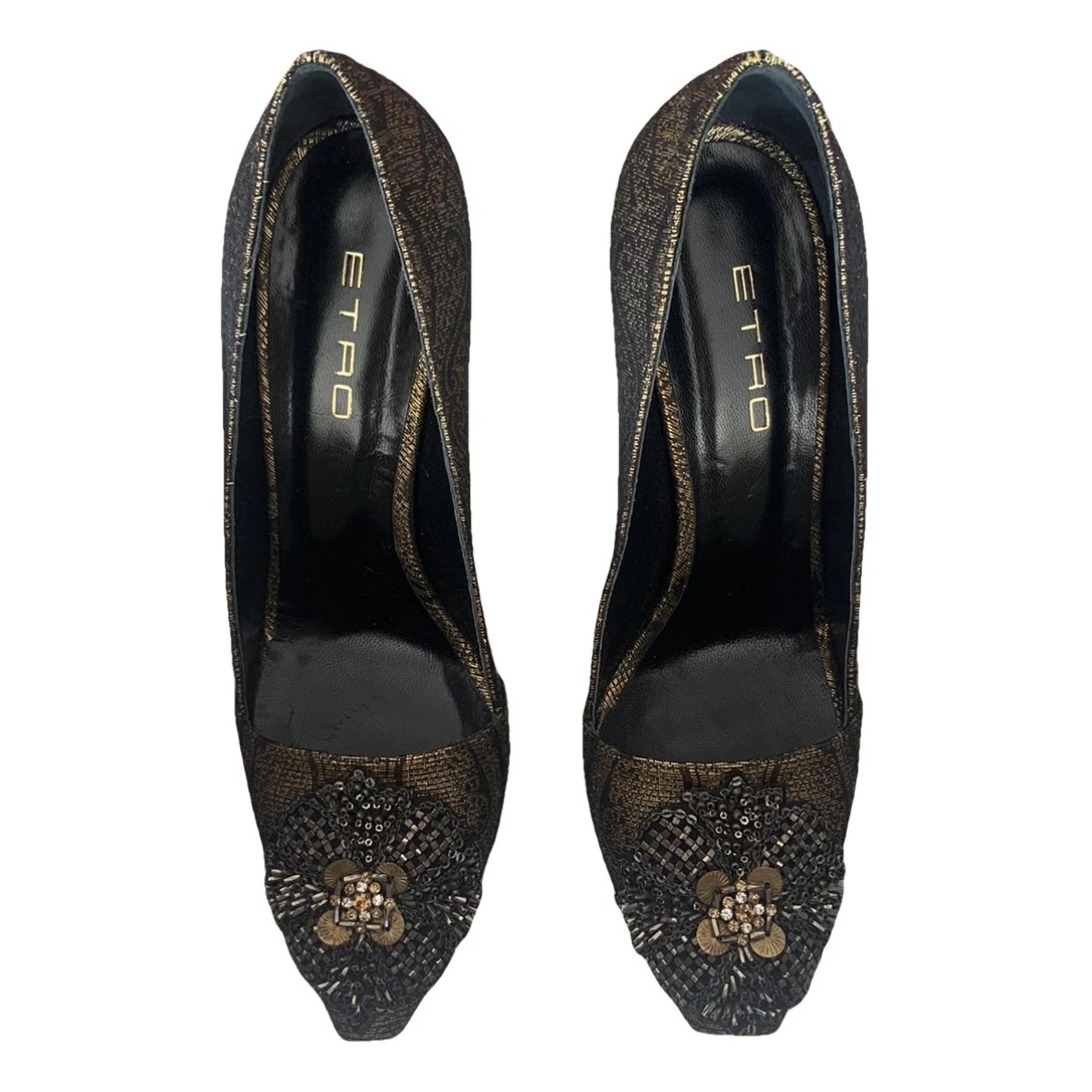 Pre-owned Etro Cloth Heels In Gold
