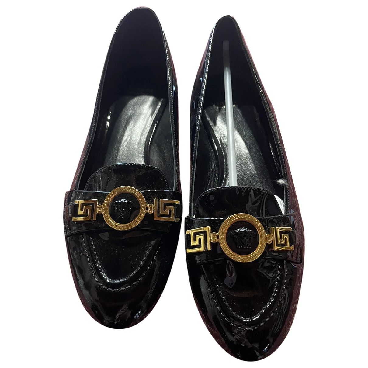 Pre-owned Versace Patent Leather Ballet Flats In Black