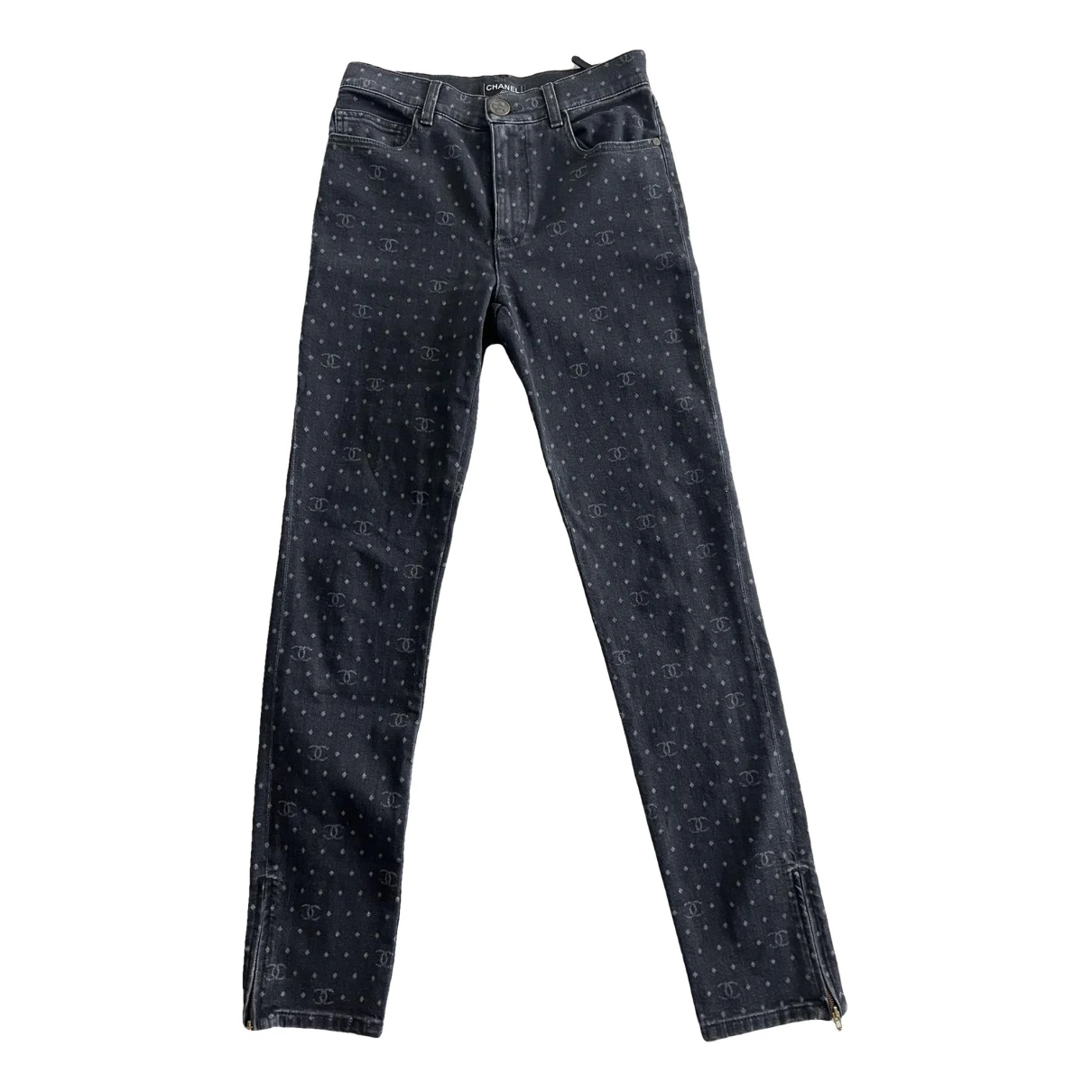 Pre-owned Chanel Slim Jeans In Grey