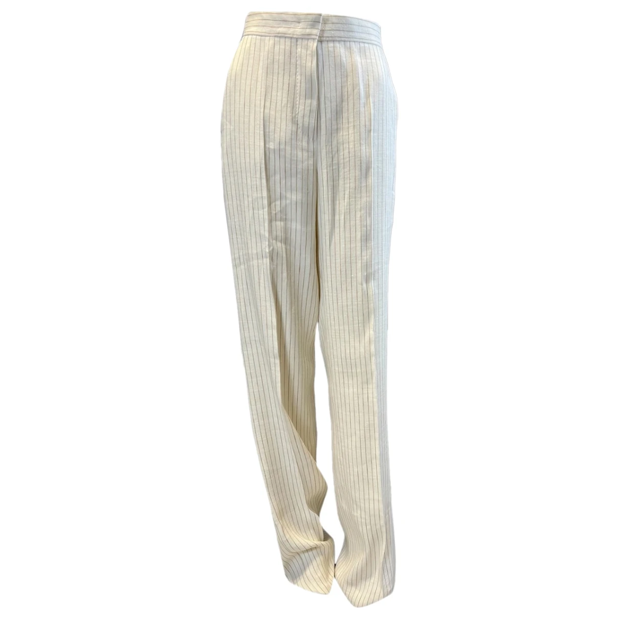 Pre-owned Max Mara Atelier Linen Straight Pants In Multicolour