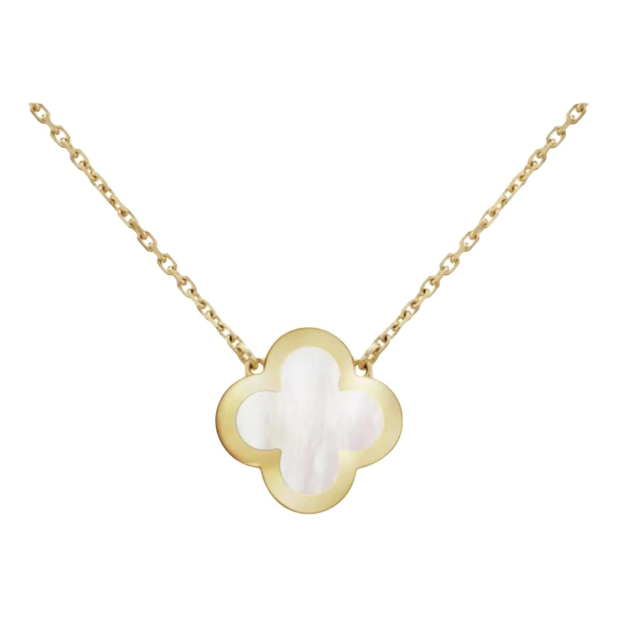 Pre-owned Van Cleef & Arpels Pure Alhambra Yellow Gold Necklace In White