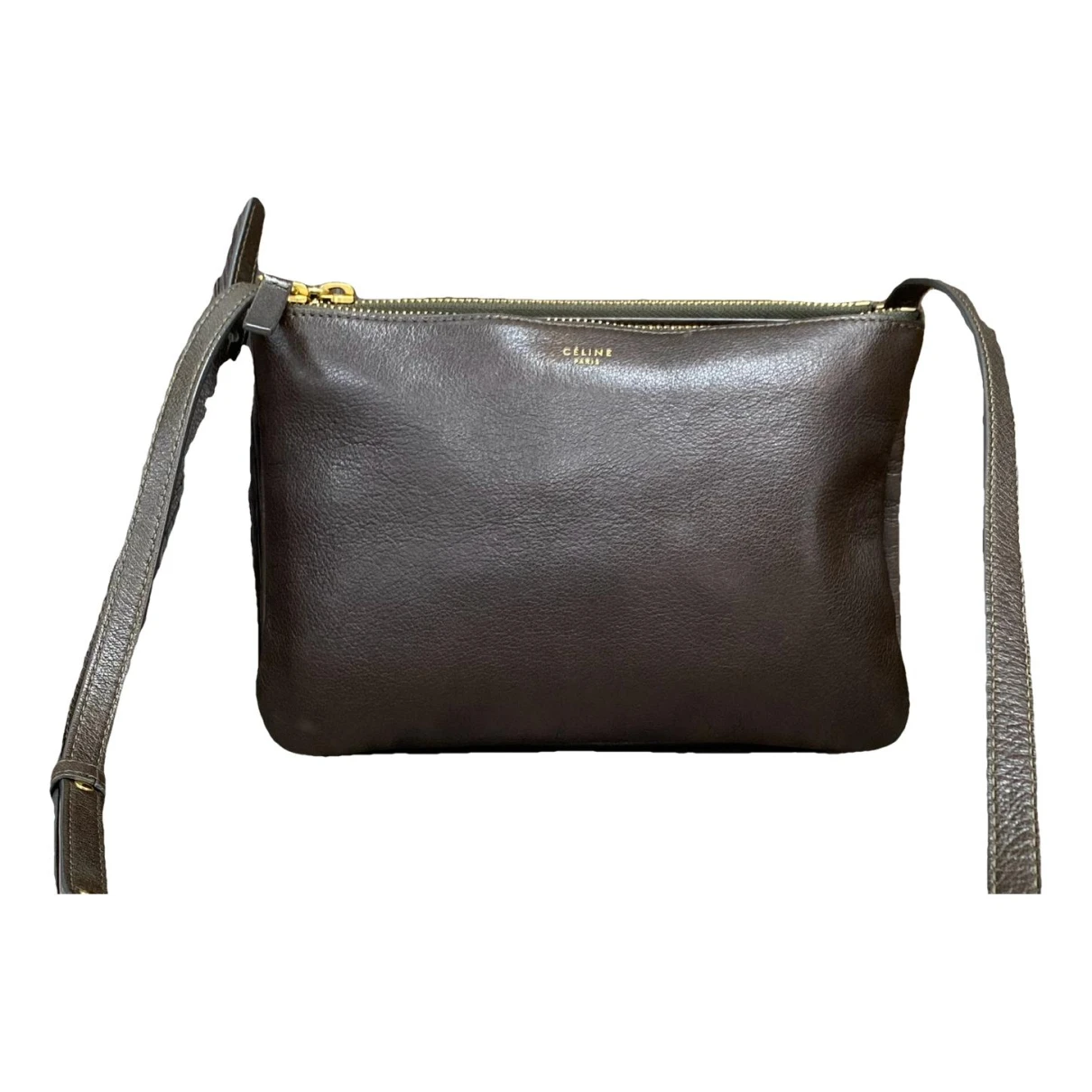 Pre-owned Celine Trio Leather Crossbody Bag In Brown
