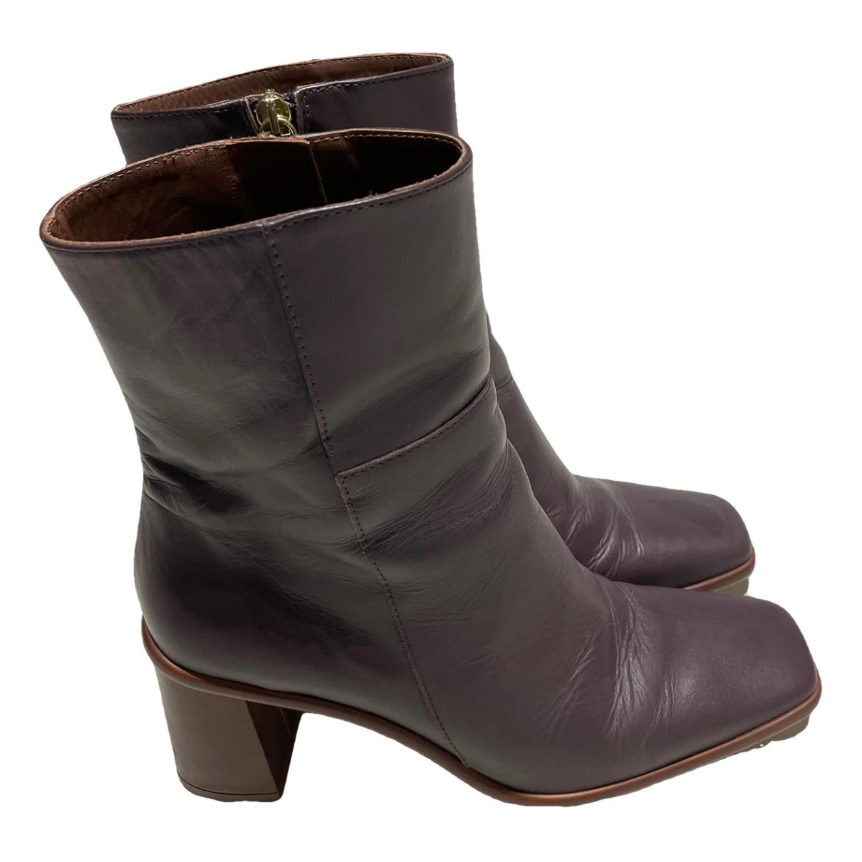 Pre-owned Alohas Leather Boots In Burgundy