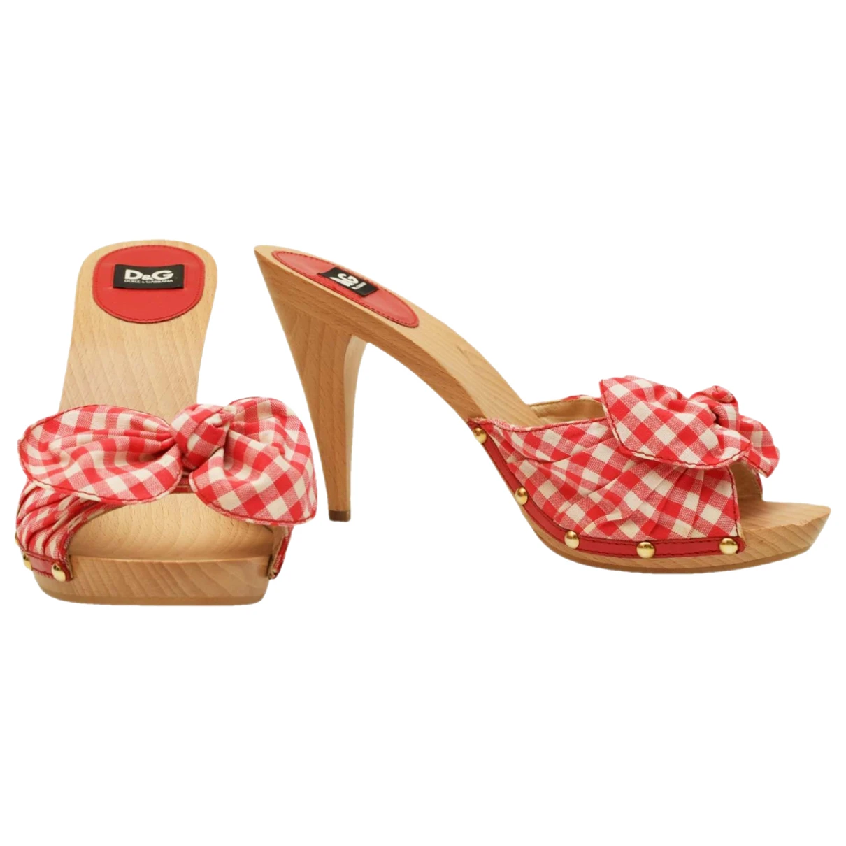 Pre-owned Dolce & Gabbana Cloth Mules & Clogs In Red
