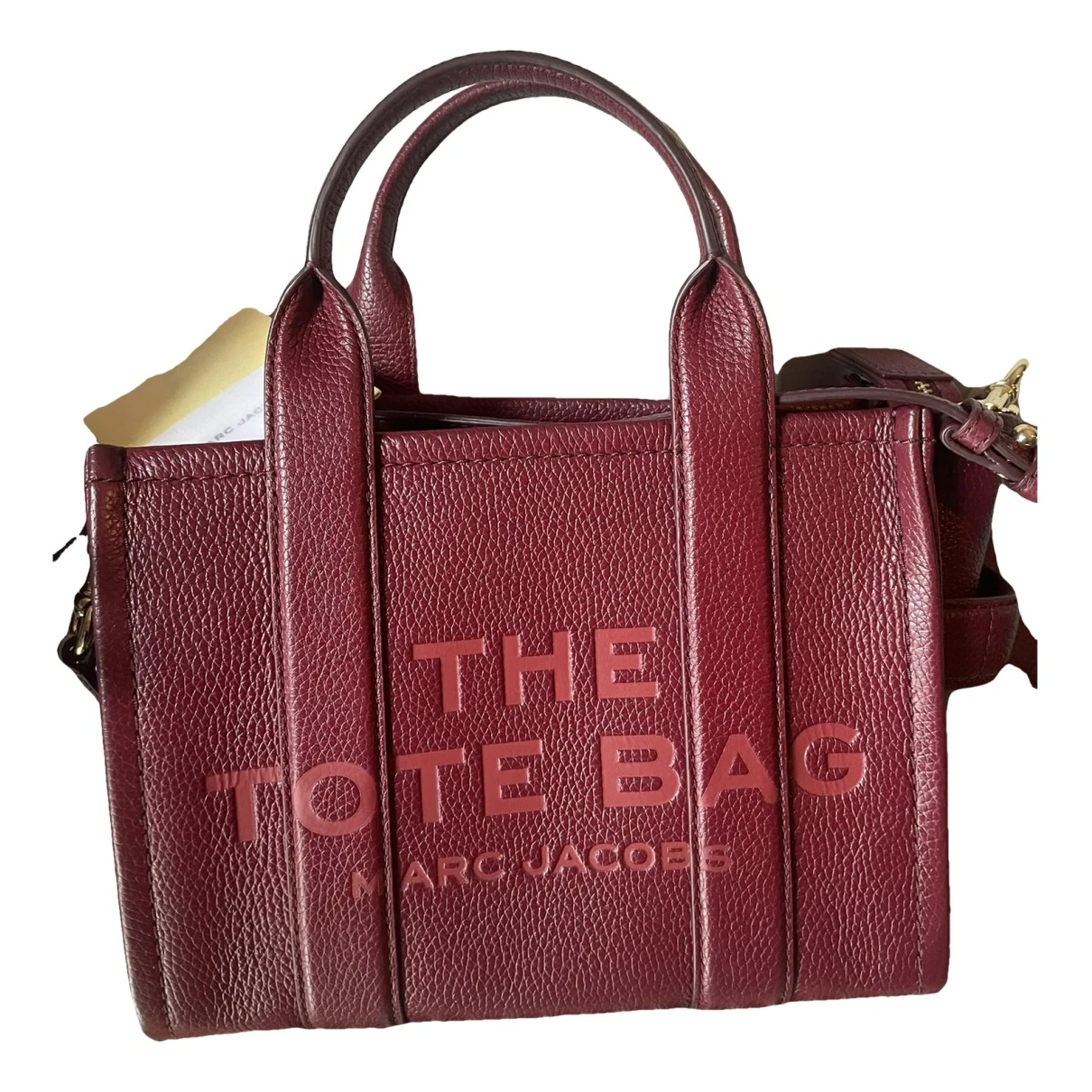 Pre-owned Marc Jacobs The Tag Tote Leather Tote In Burgundy
