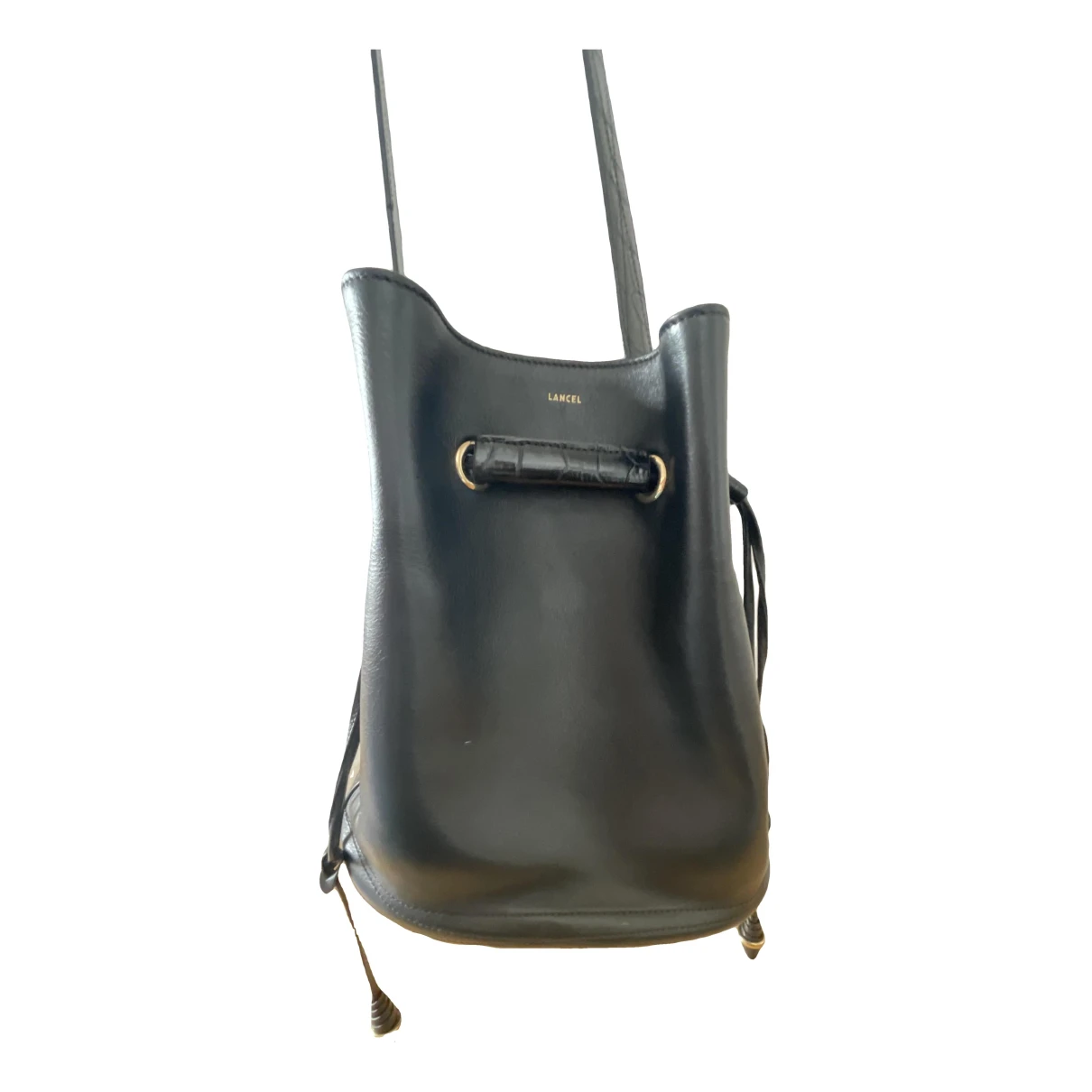 Pre-owned Lancel Huit Leather Handbag In Black