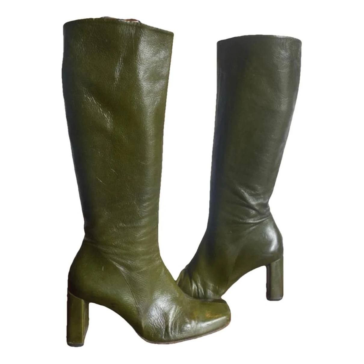 Pre-owned Free Lance Leather Boots In Green