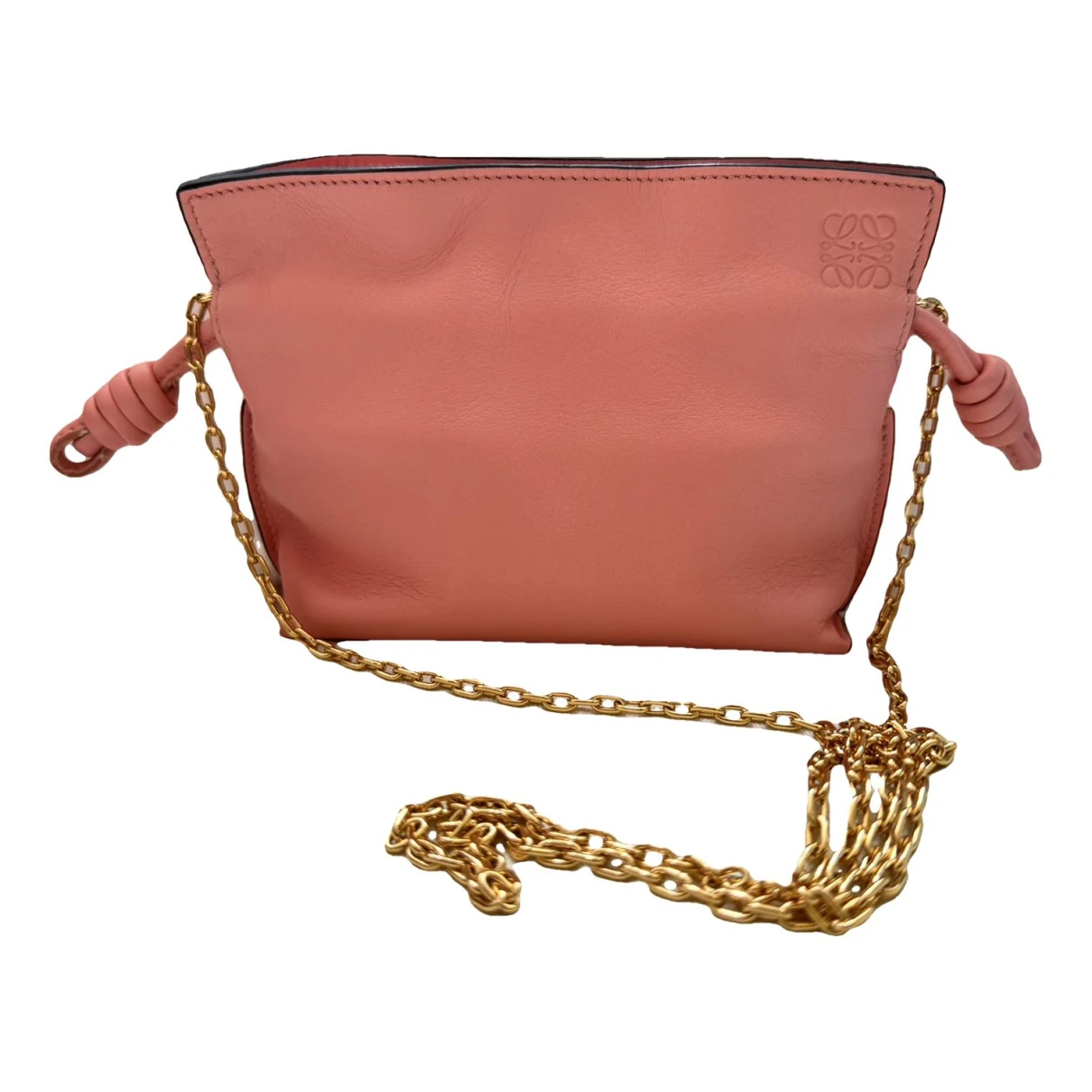 Pre-owned Loewe Flamenco Chain Leather Crossbody Bag In Pink