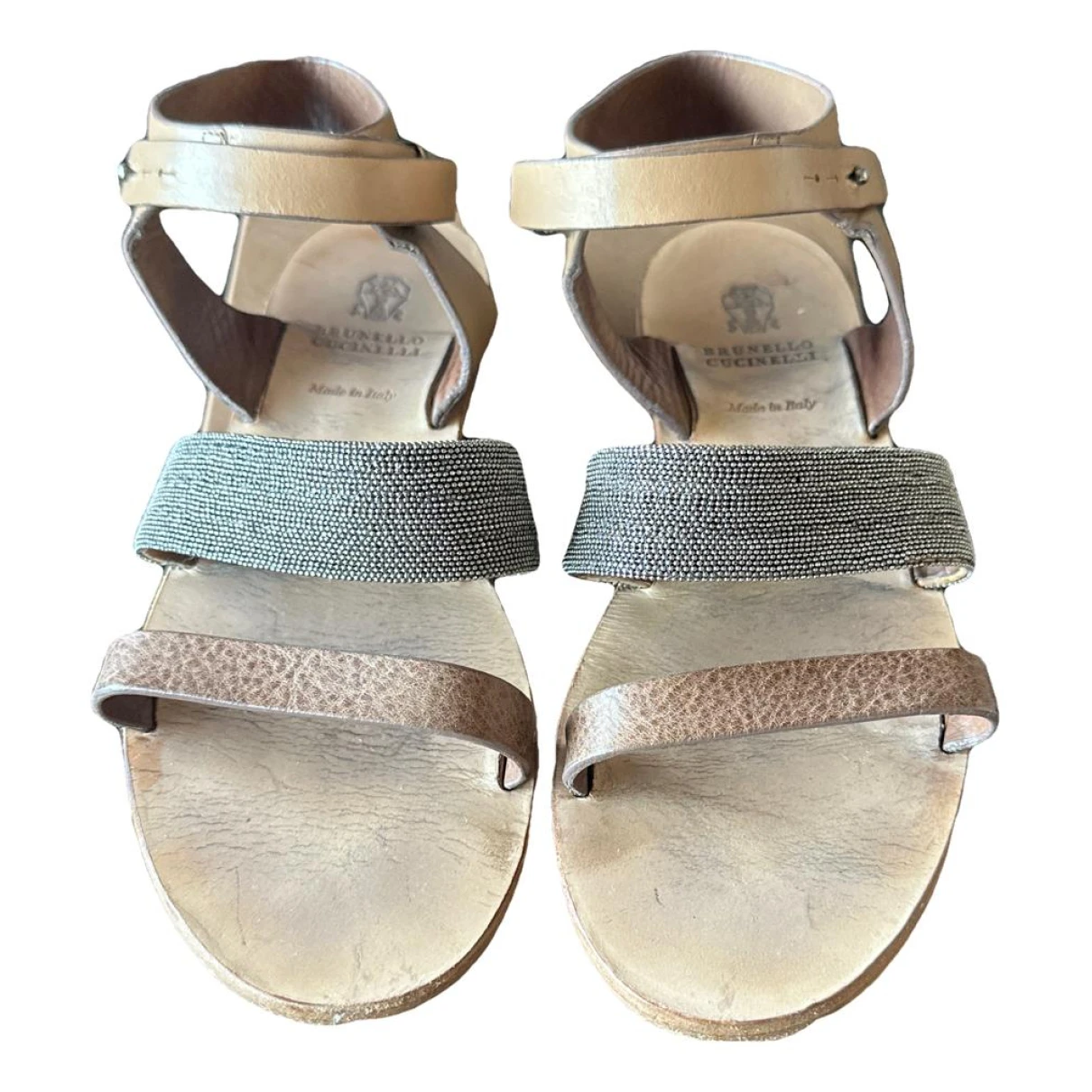 Pre-owned Brunello Cucinelli Leather Sandal In Beige