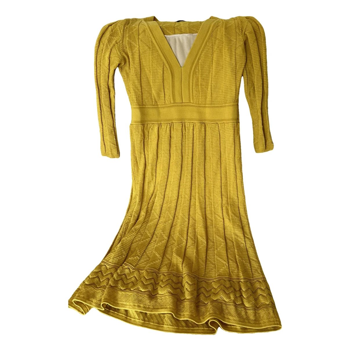 Pre-owned M Missoni Wool Dress In Yellow