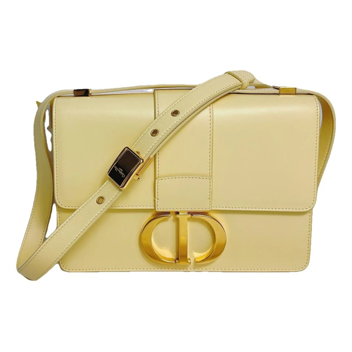 Pre-owned Dior 30 Montaigne Box Leather Crossbody Bag In Yellow