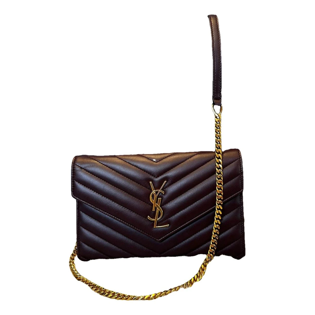 Pre-owned Saint Laurent Leather Handbag In Burgundy