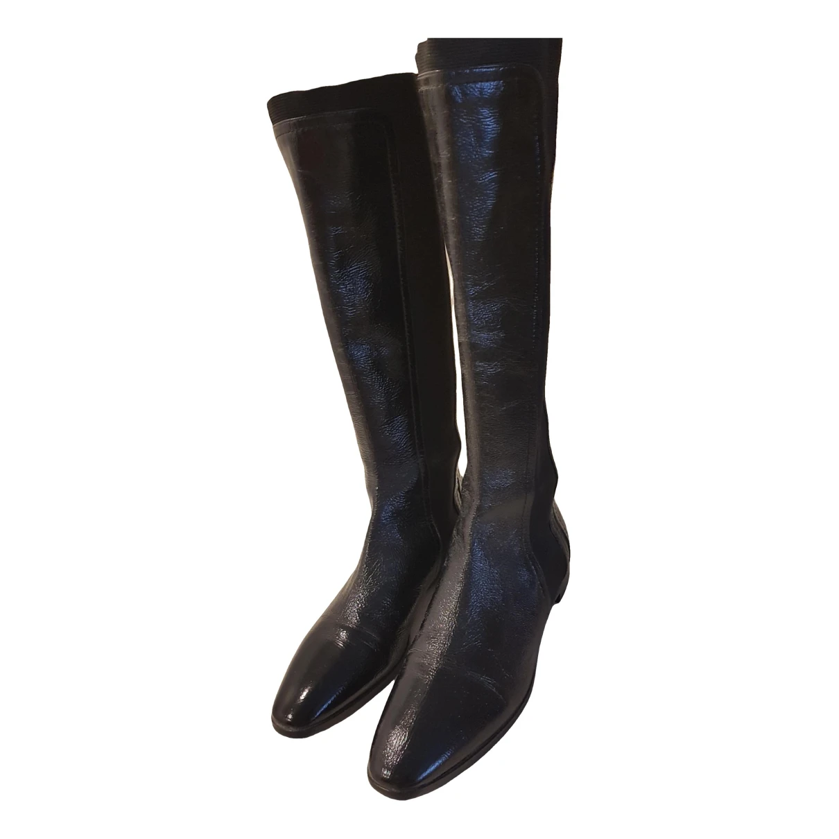 Pre-owned Sergio Rossi Patent Leather Boots In Black