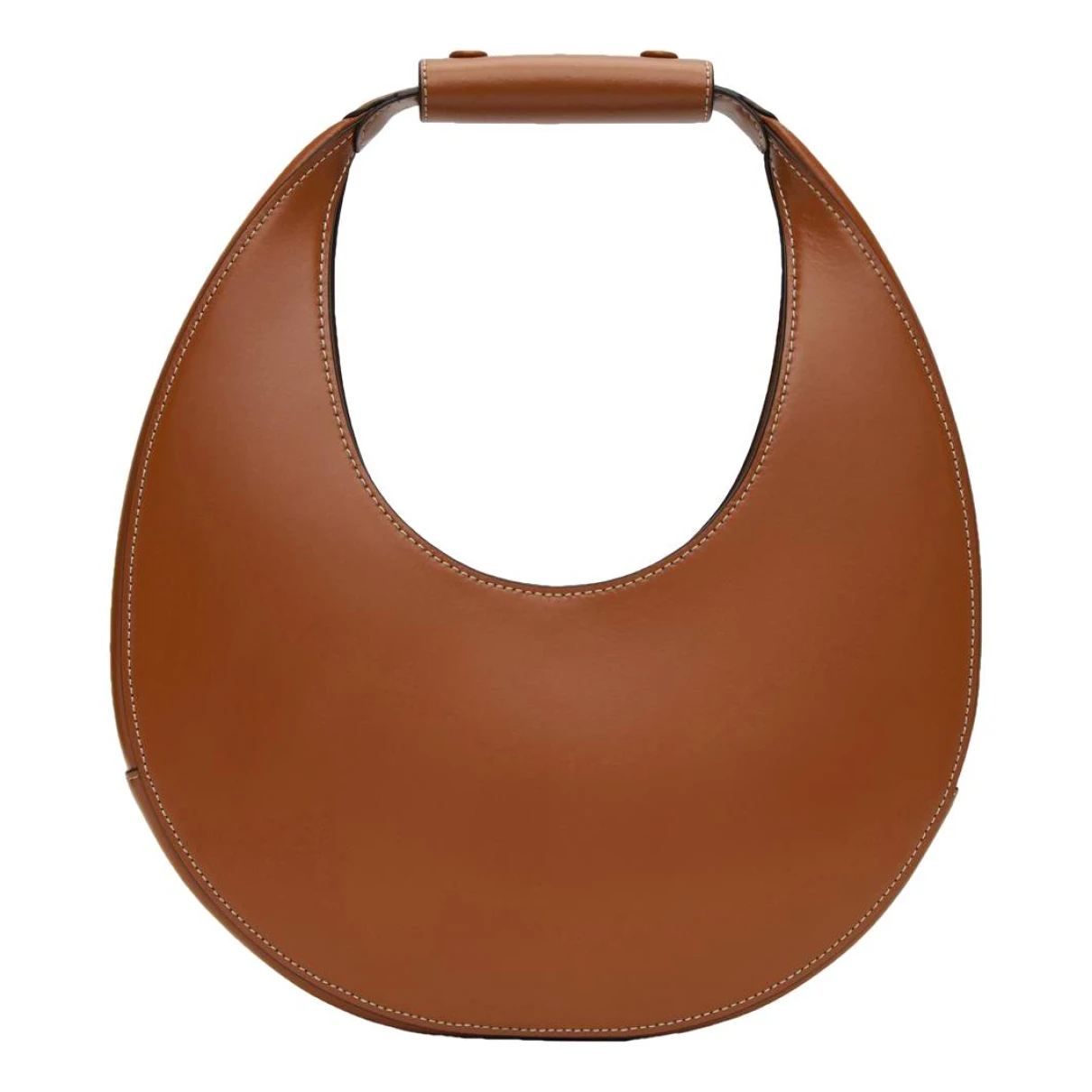 Pre-owned Staud Moon Leather Handbag In Brown