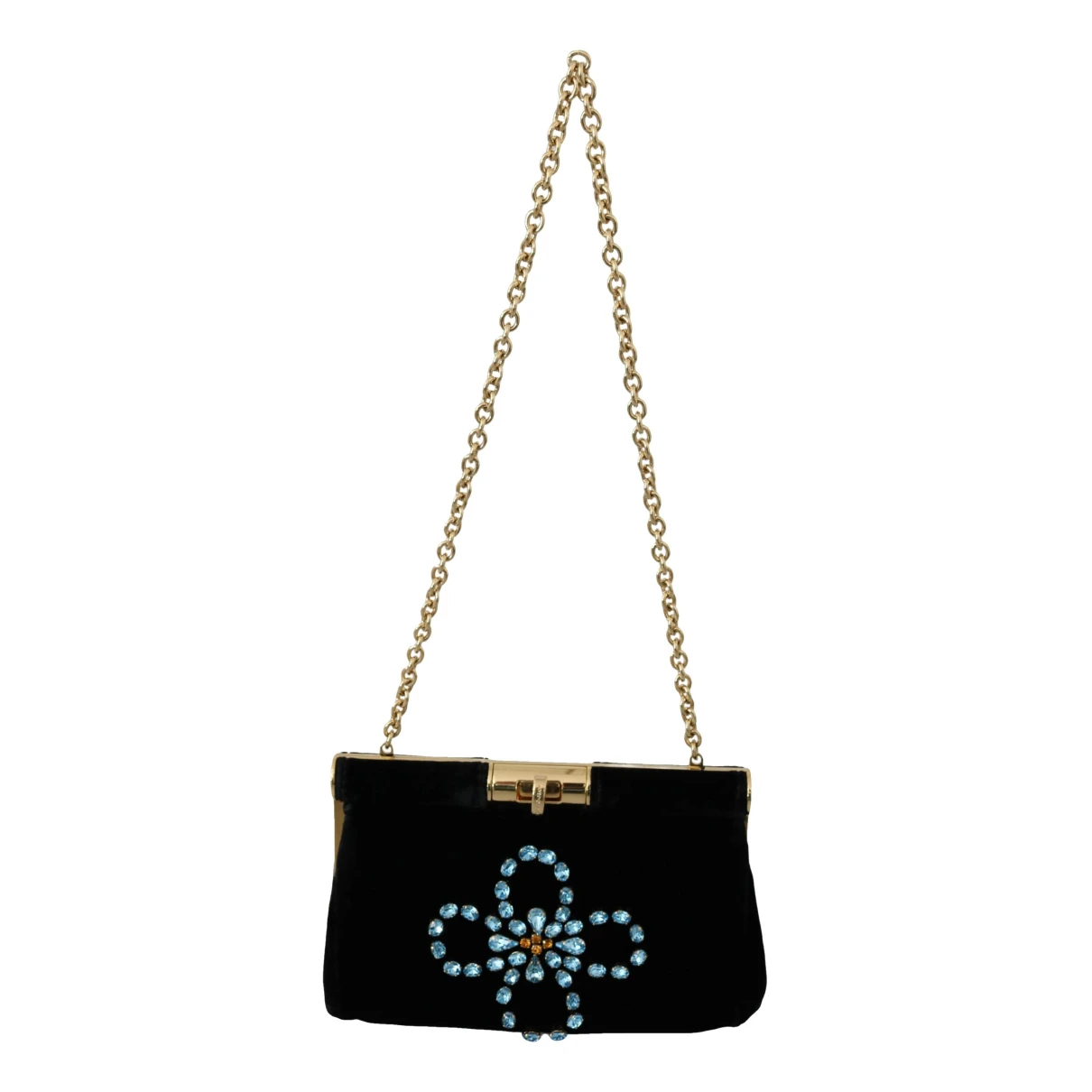 Pre-owned Dolce & Gabbana Velvet Crossbody Bag In Black