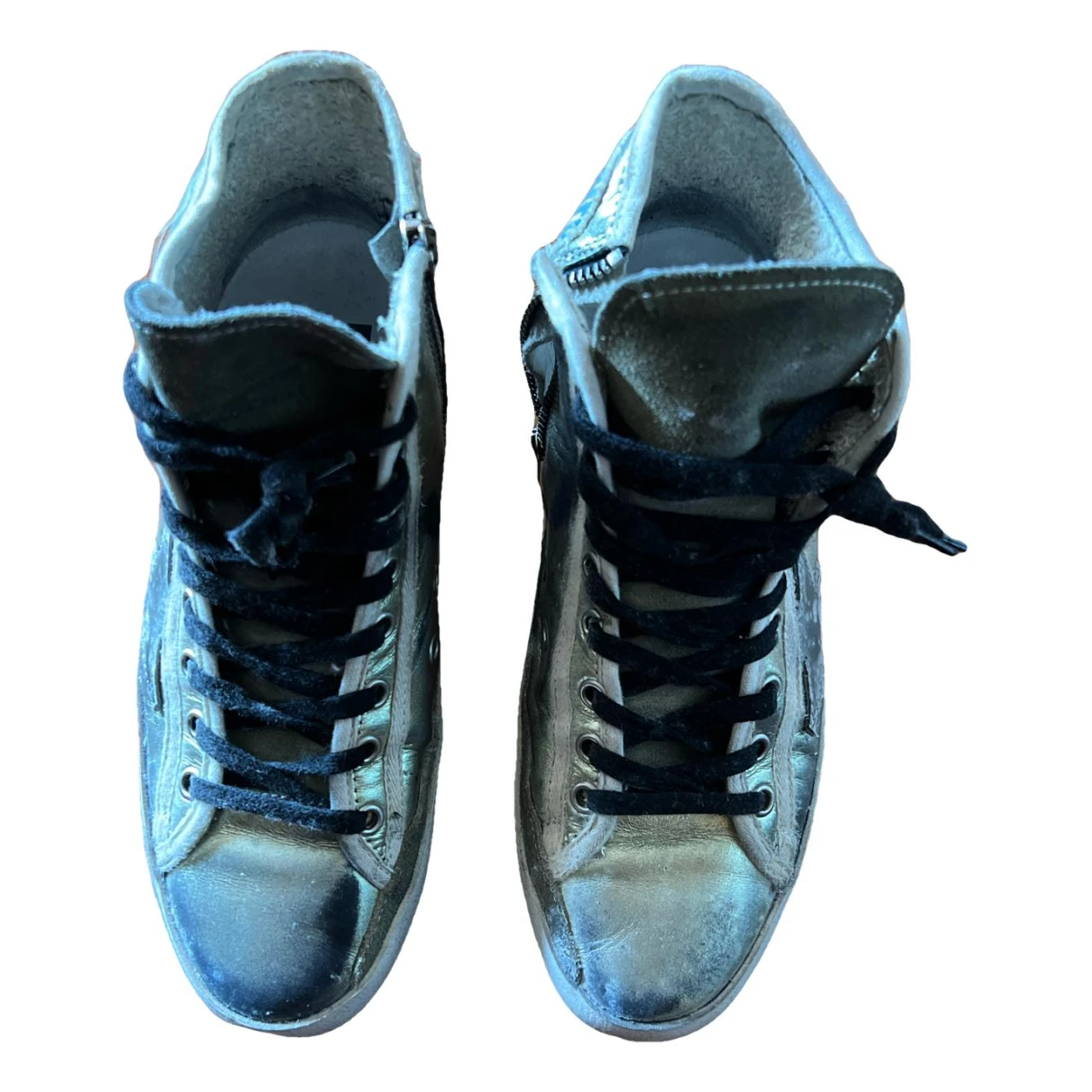 Pre-owned Golden Goose Francy Leather Trainers In Gold