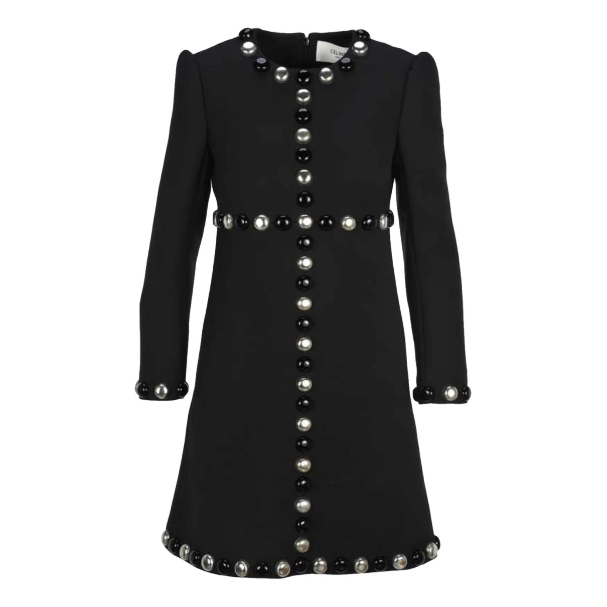 Pre-owned Celine Wool Mini Dress In Black