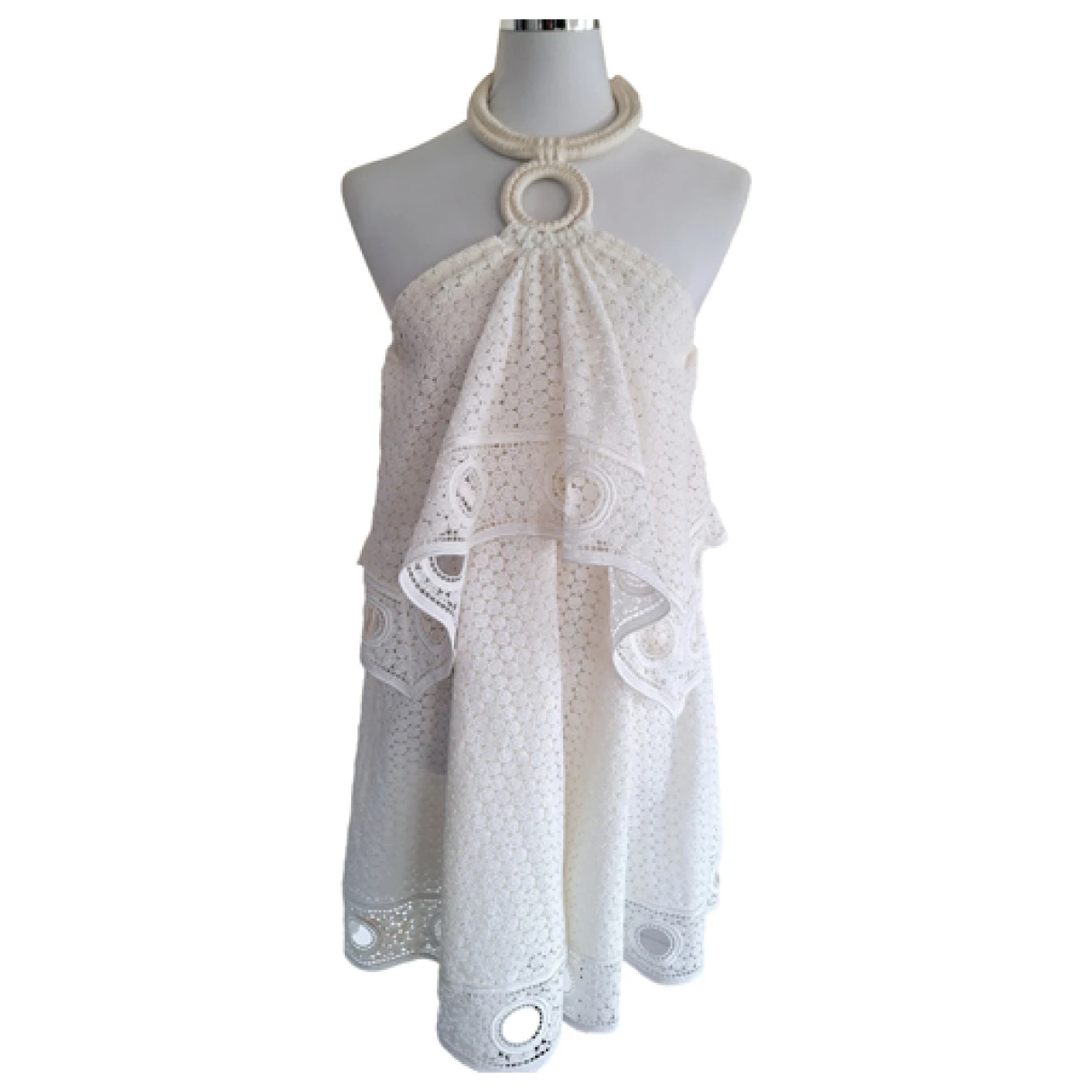 Pre-owned Chloé Lace Mini Dress In White