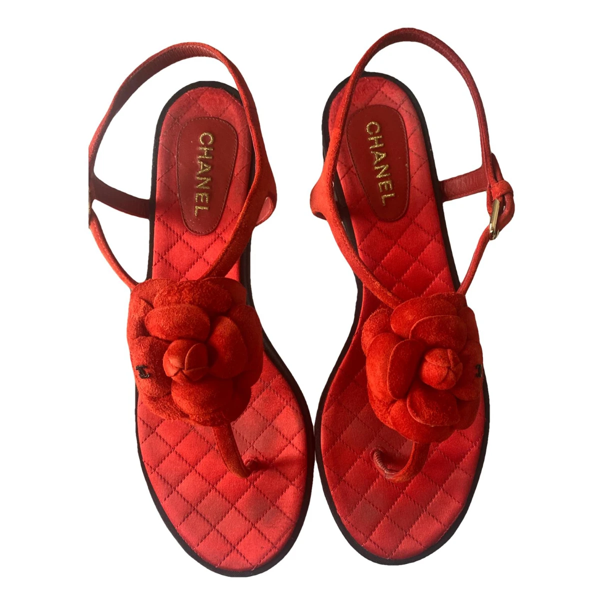Pre-owned Chanel Sandals In Red