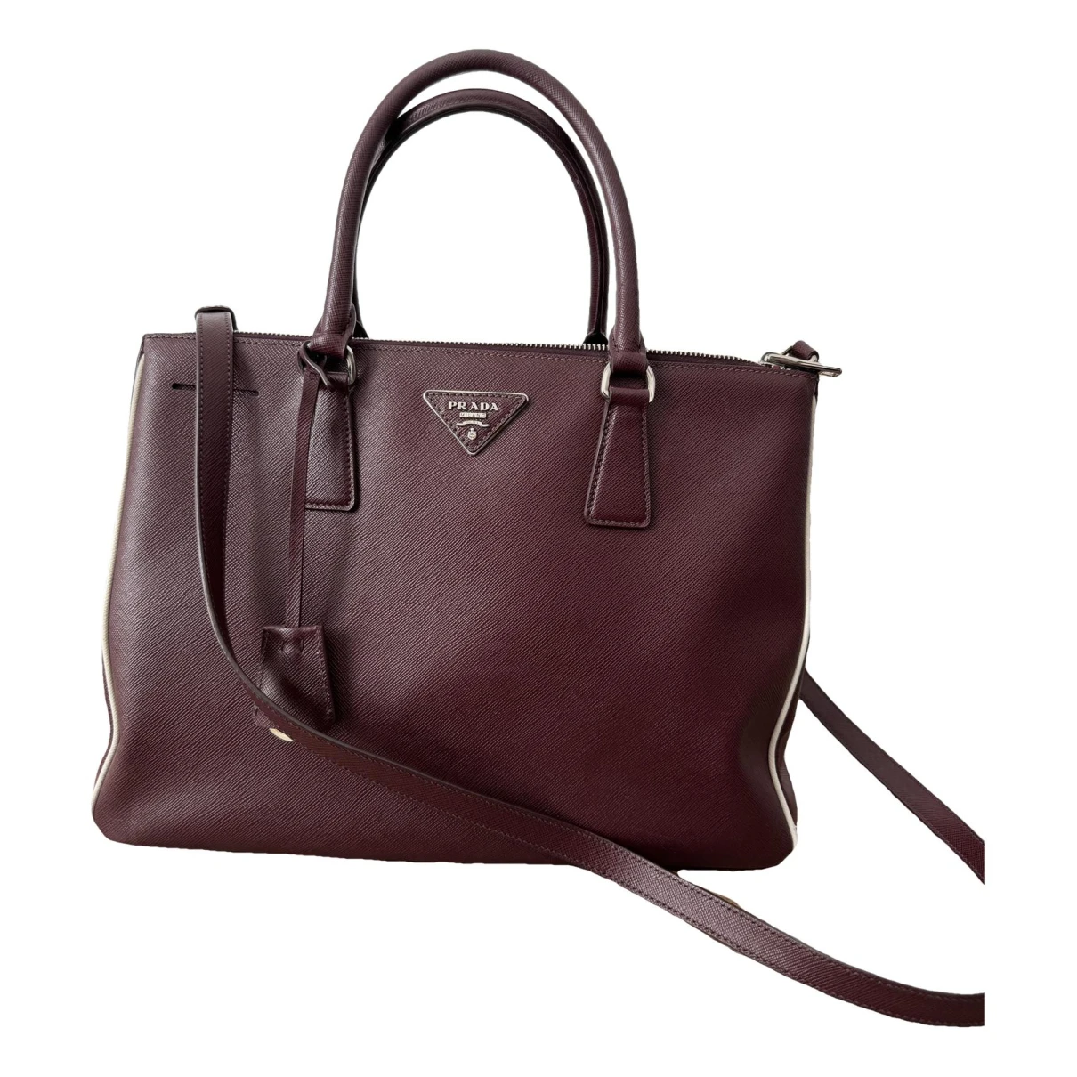 Pre-owned Prada Galleria Leather Handbag In Burgundy
