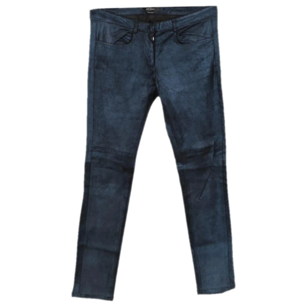 Pre-owned Isabel Marant Leather Slim Pants In Blue