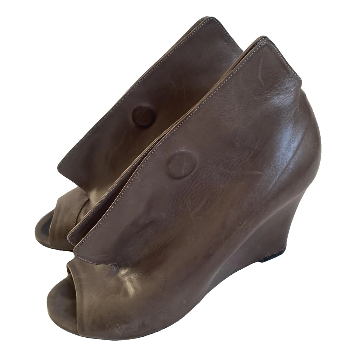 Pre-owned Maison Margiela Leather Heels In Brown
