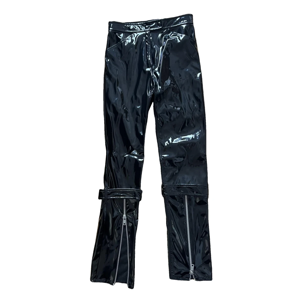 Pre-owned Courrèges Vinyl Trousers In Black