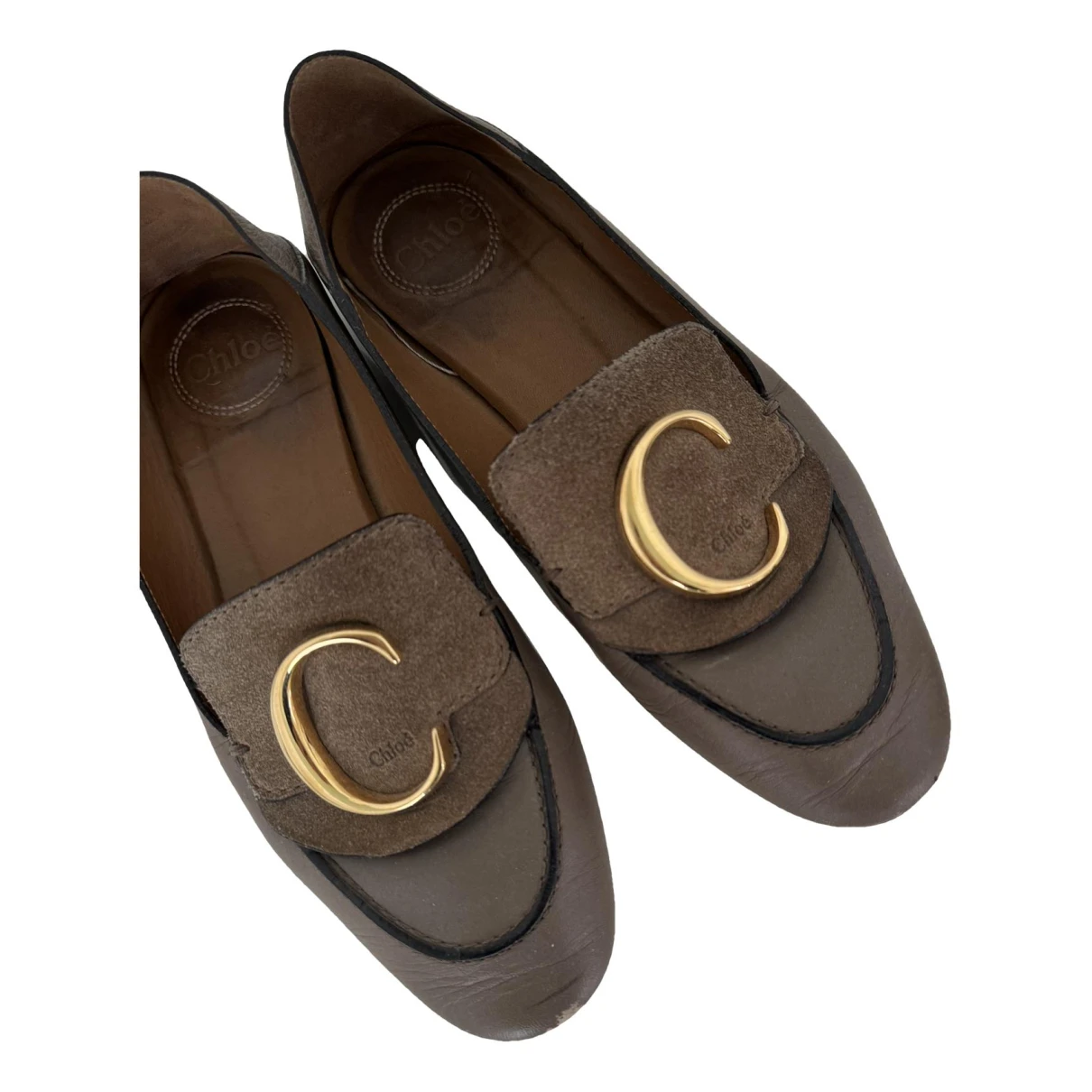 Pre-owned Chloé Leather Flats In Anthracite