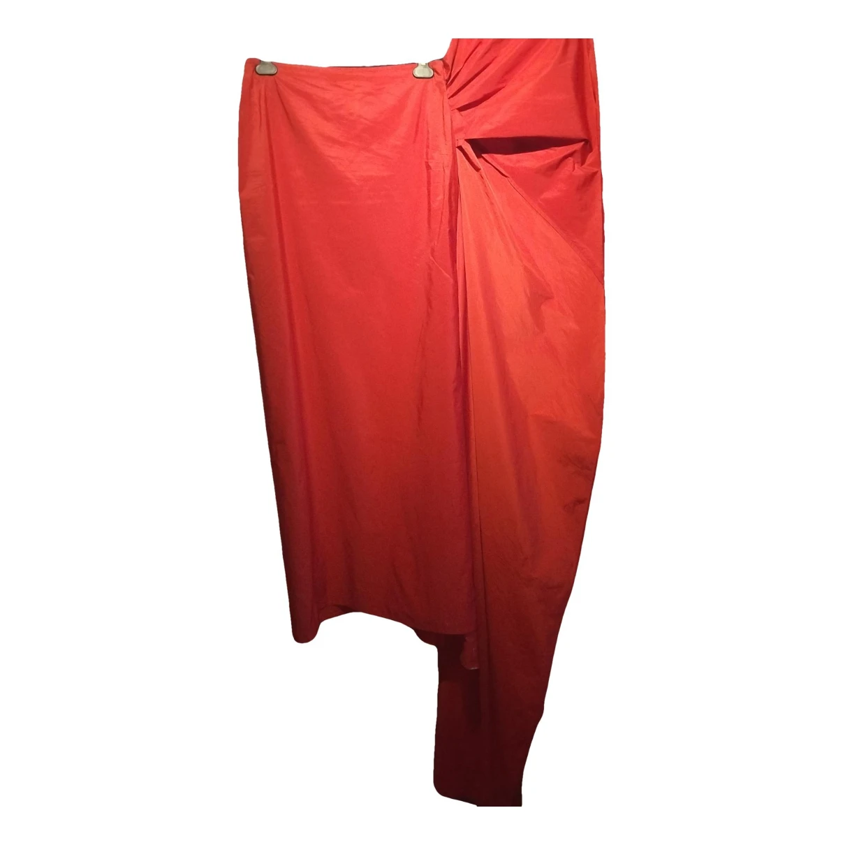 Pre-owned Carolina Herrera Silk Maxi Skirt In Red