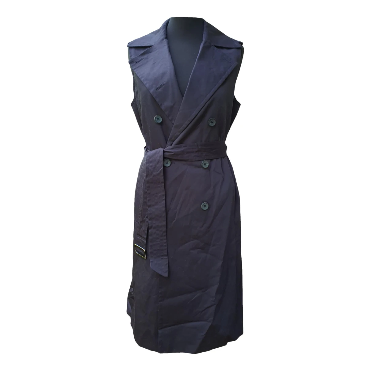 Pre-owned Max Mara Atelier Trench Coat In Navy