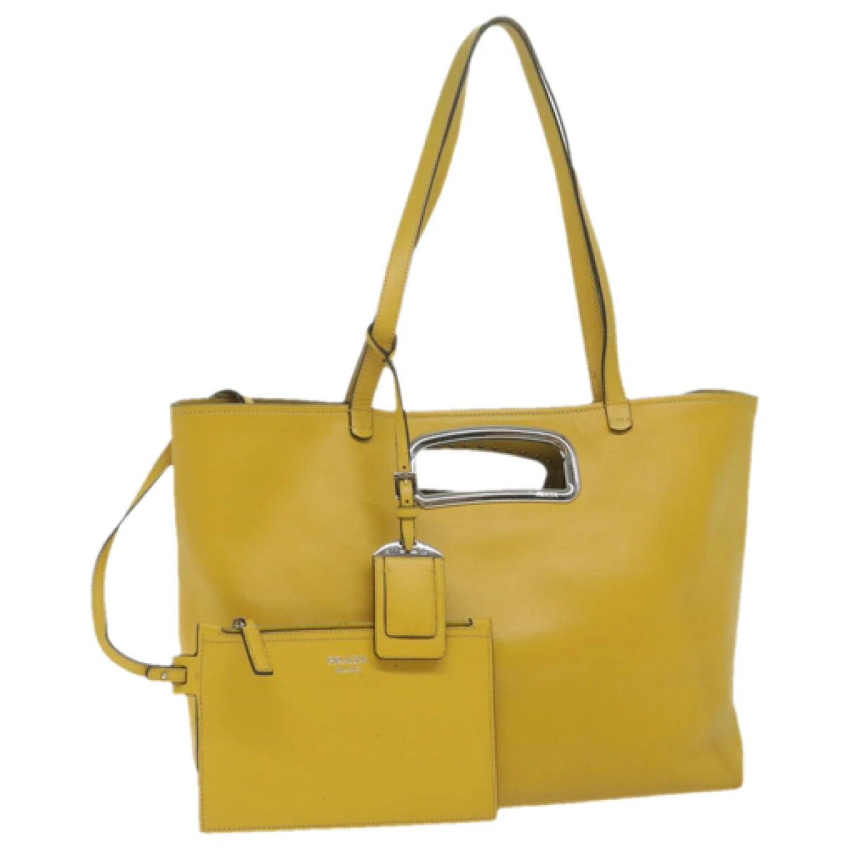 Pre-owned Prada Leather Tote In Yellow