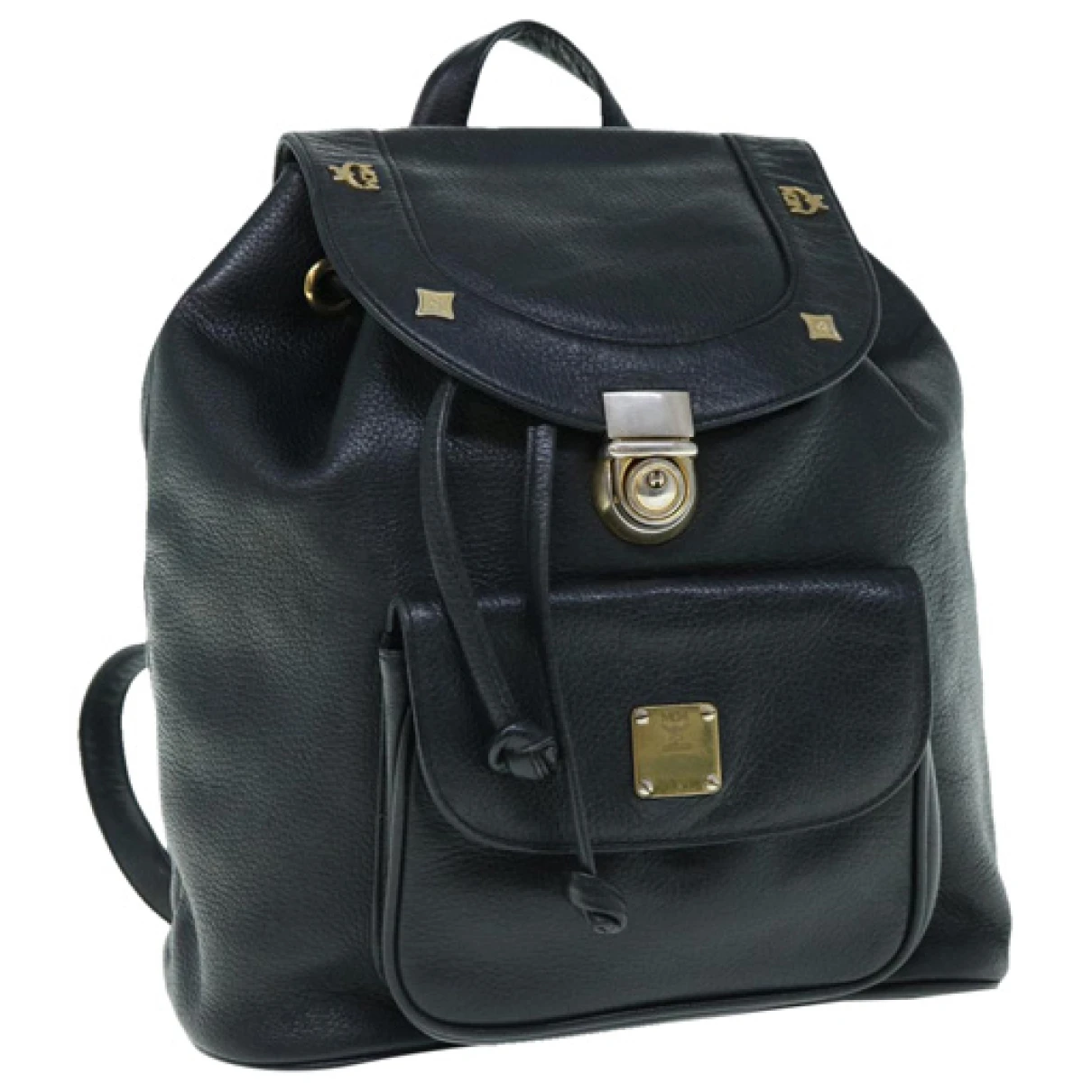 Pre-owned Mcm Leather Backpack In Black